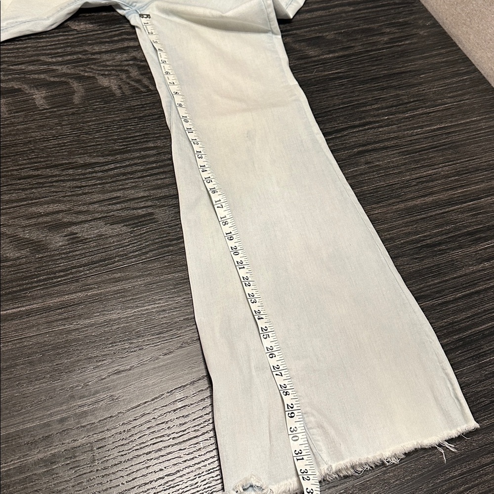 Free People Drapey Aline Flare High Rise Light Blue Pull On Stretch Jeans, 30 - Picture 4 of 12